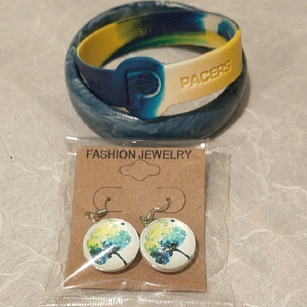 FREE Bundle Pacer Blue and Yellow Bracelet with Earrings Set